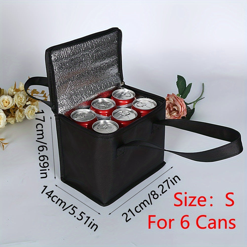 1pc Insulated Cooler Bag for Drinks and Lunch - Portable and Durable Aluminum Foil Material - Keep Your Food and Drinks Fresh and Cold All Day