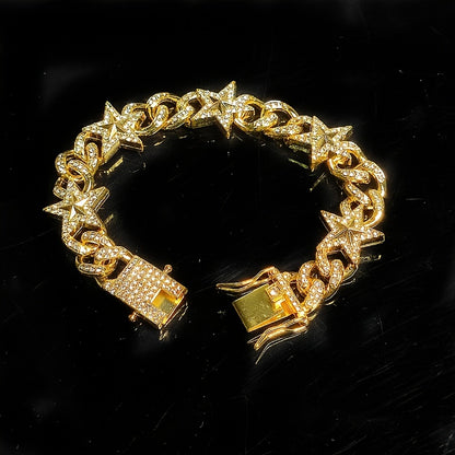 Cuban Hip Hop Hot Artificial Diamond Pentagram Chain Fashion Necklace