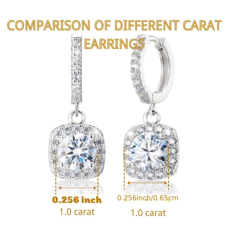 0.5 Carat/1.0 Carat Sparkling Moissanite Decor Sterling 925 Silver Dangle Earrings Elegant Bohemian Style Delicate Female Gift