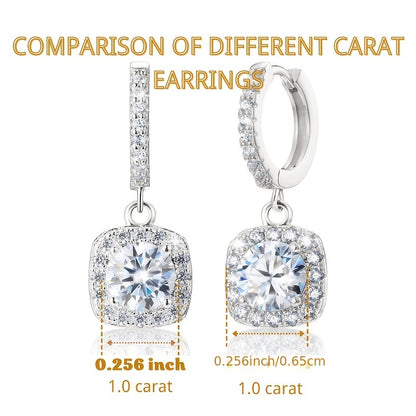 0.5 Carat/1.0 Carat Sparkling Moissanite Decor Sterling 925 Silver Dangle Earrings Elegant Bohemian Style Delicate Female Gift