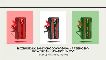 Rozrusznik Samochodowy 600A - Przenośny Powerbank Awaryjny 12V by@Outfy